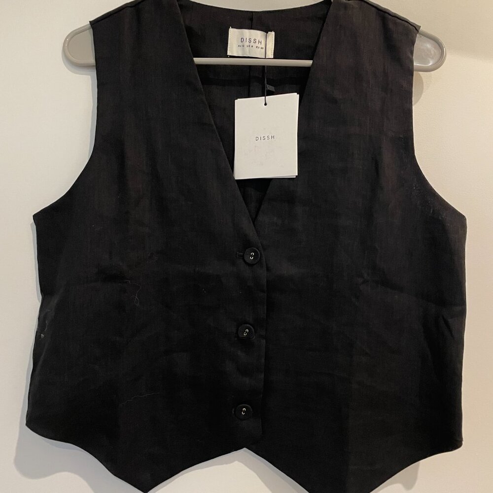 NWT DISSH Linen Vest size 8 black